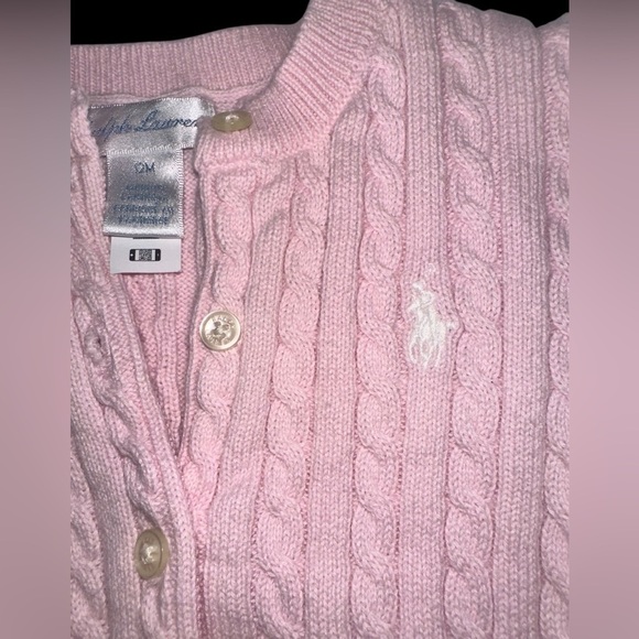 Ralph Lauren Mini-Cable Cotton Cardigan. Size 12m - Picture 3 of 6